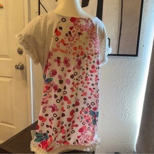 Umgee Cream Short Sleeve Top with Fringe